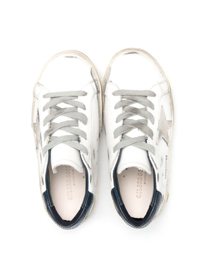 Golden Goose May Leather And Glitter Upper Suede Star Glitter Heel Include Stesso Codice Gyf In White
