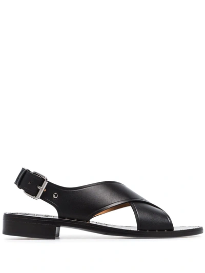 CHURCH'S BLACK RHONDA CROSSOVER LEATHER SANDALS - 黑色