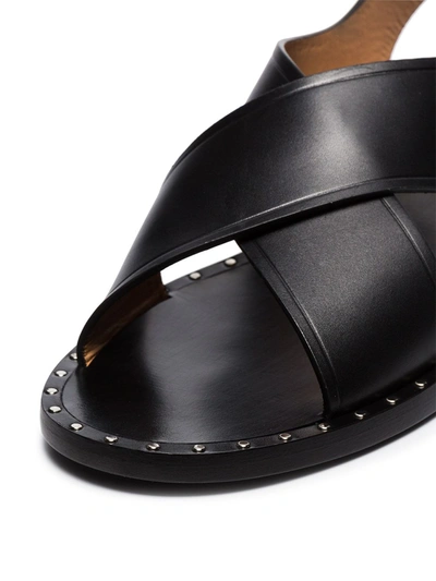 CHURCH'S BLACK RHONDA CROSSOVER LEATHER SANDALS - 黑色