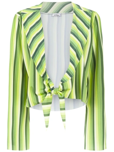 Shop Amir Slama Striped Cropped Top In Green