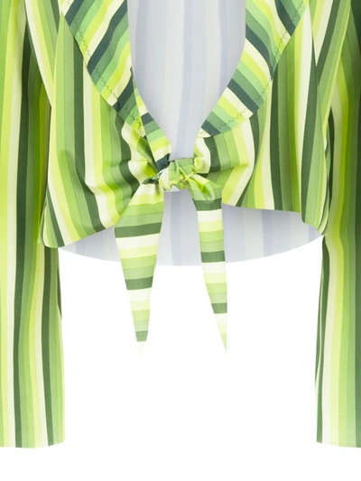 Amir Slama Striped Cropped Top In Green