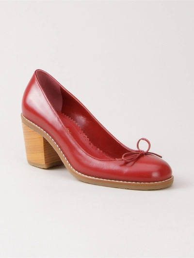 Sarah Chofakian Chunky Heel Pumps In Red