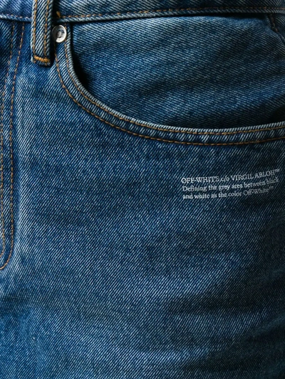 Shop Off-white Logo Print Denim Skirt In Blue