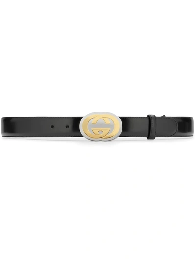 Shop Gucci Gg Buckle Belt In Black