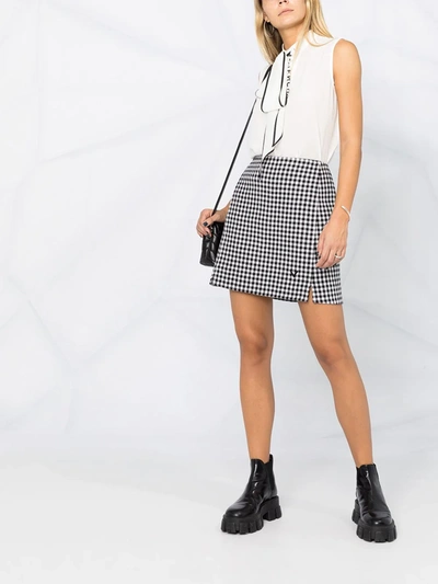 Shop Valentino Gingham-check Mini-skirt In Black