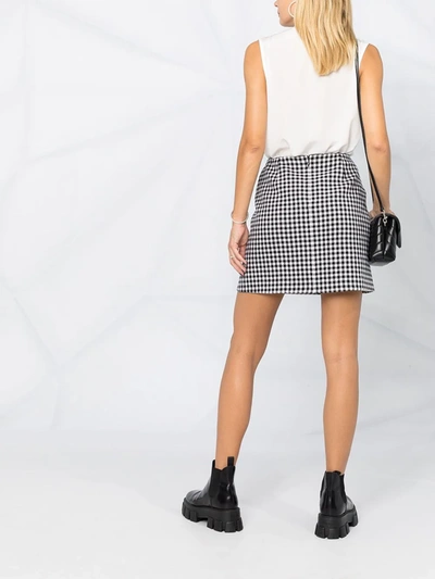 Shop Valentino Gingham-check Mini-skirt In Black