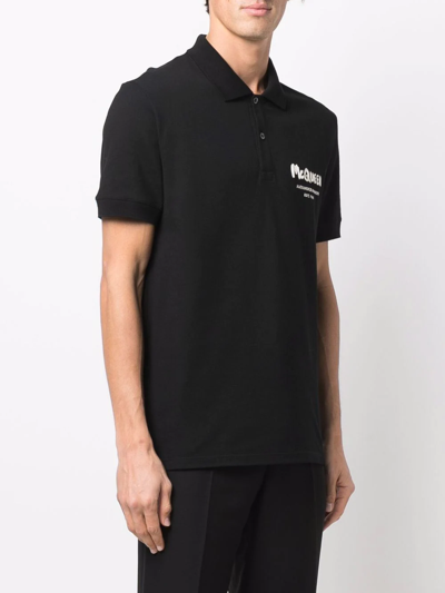 Shop Alexander Mcqueen Graffiti-logo Polo Shirt In 黑色