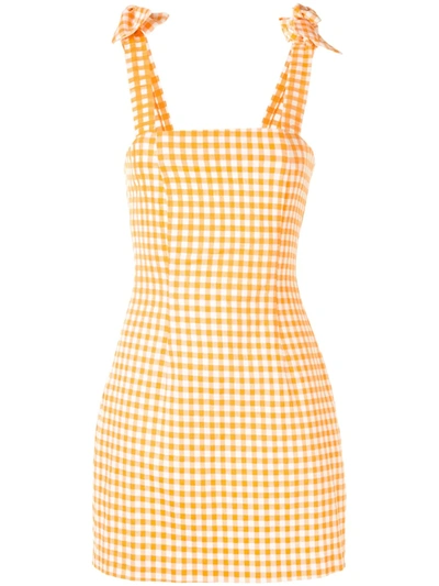 Shop Bambah Gingham Bow Mini Dress In Orange