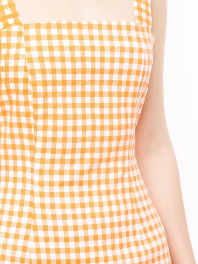 Shop Bambah Gingham Bow Mini Dress In Orange