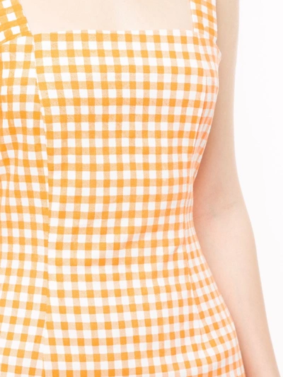 Bambah Gingham Bow Mini Dress In Orange