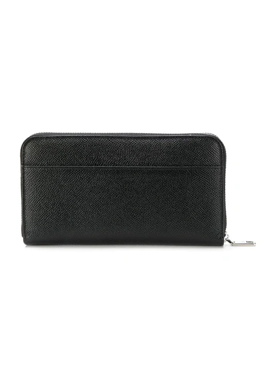 Dolce & Gabbana Dg Dauphine Leather Zip Around Wallet In Black