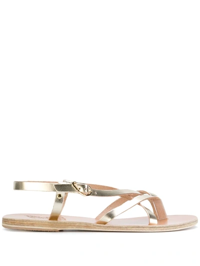 Shop Ancient Greek Sandals Semele Flat Sandals In Metallic