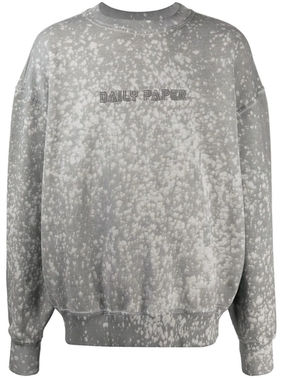 Shop Daily Paper Logo Print Cotton Sweatshirt In Grey