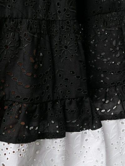 Shop N°21 Two-tone Embroidered Mid Skirt In Black