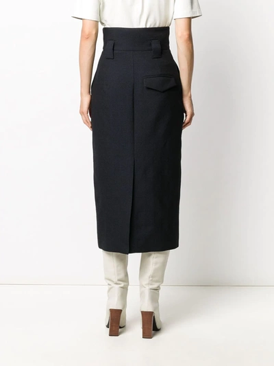 Shop Fendi Tailored Checked Pencil Skirt In Blue