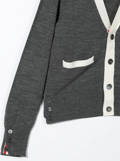 Shop Thom Browne Contrasting-trim Cardigan In 灰色