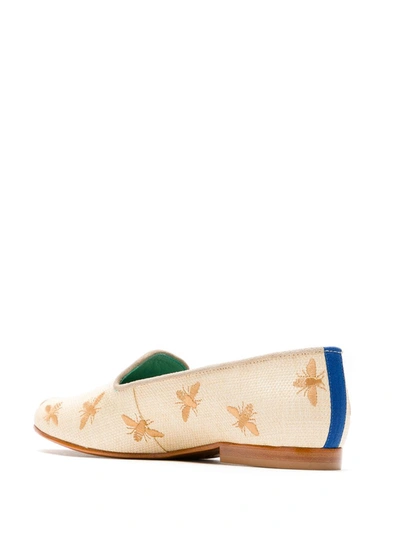 Shop Blue Bird Shoes Bees Straw Loafers In Neutrals