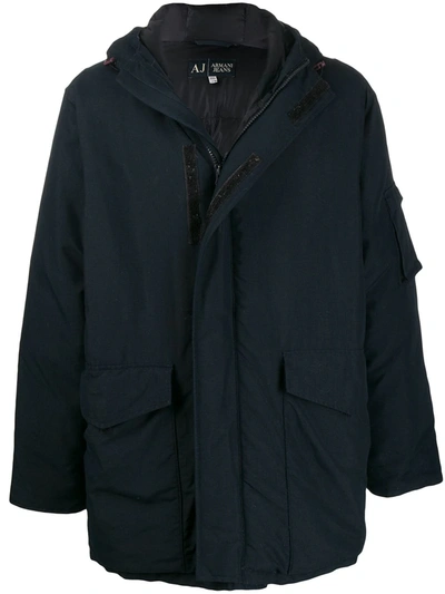 Pre-owned Giorgio Armani 1990s Padded Hooded Coat In Blue