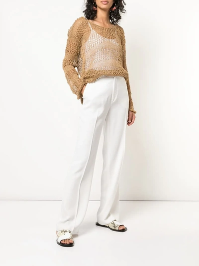 Voz Loose Knit Sweater In Brown