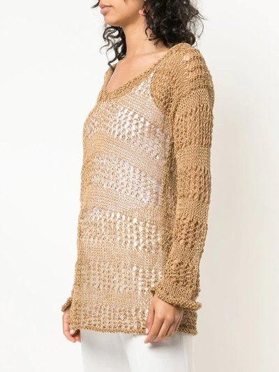 Voz Loose Knit Sweater In Brown