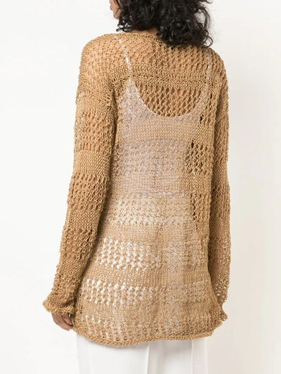 Shop Voz Loose Knit Sweater In Brown