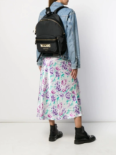 Moschino Logo Backpack In Black