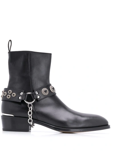 ALEXANDER MCQUEEN HARNESS CUBAN HEEL BOOTS - 黑色