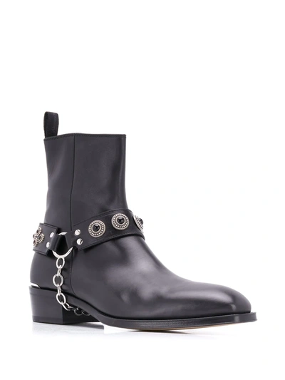 ALEXANDER MCQUEEN HARNESS CUBAN HEEL BOOTS - 黑色