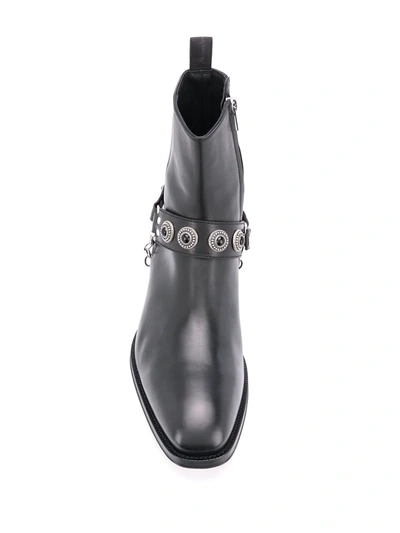 Shop Alexander Mcqueen Harness Cuban Heel Boots In Black