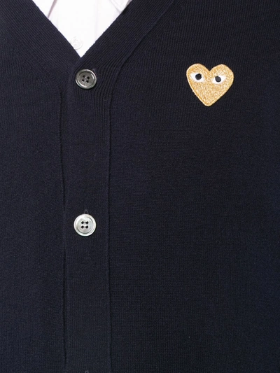 Shop Comme Des Garçons Play Sparkle Heart Cardigan In Blue
