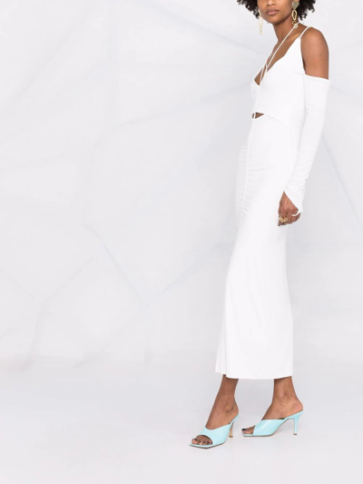 Shop Manurí Cut-out Strap-detail Fitted Long Dress In White
