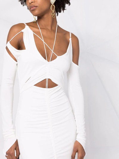 Shop Manurí Cut-out Strap-detail Fitted Long Dress In White