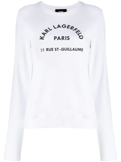 Shop Karl Lagerfeld Address Logo Sweatshirt In White