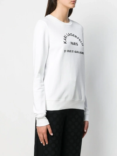 Shop Karl Lagerfeld Address Logo Sweatshirt In White