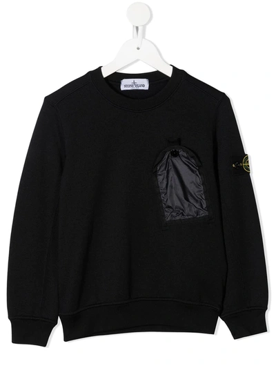 Shop Stone Island Junior Logo Patch Sweatshirt In Blue