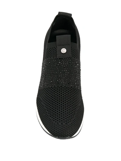 Shop Carvela Janeiro Crystal-embellished Low-top Sneakers In Black