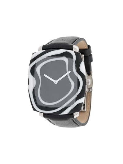 Shop Yunik Zebra Tonneau Watch In Black