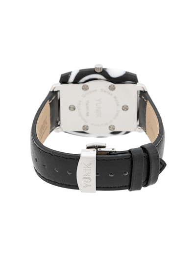 Shop Yunik Zebra Tonneau Watch In Black