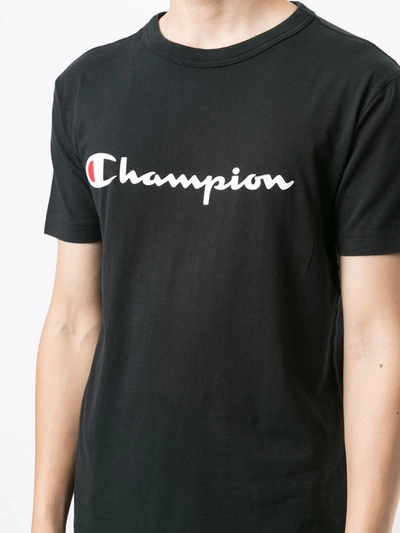 Shop Champion Logo Print Crew Neck T-shirt In Black