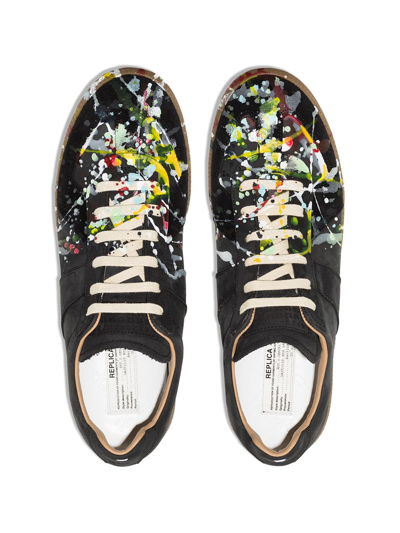 Maison Margiela Replica Painter Leather Low-top Trainers In Black