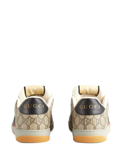 Shop Gucci Screener Lace-up Sneakers In Neutrals