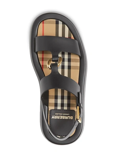 Shop Burberry Chain-link Detail Flat Sandals In Black