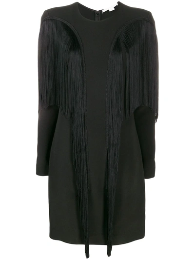 Shop Stella Mccartney Fringed Fitted Dress In Black