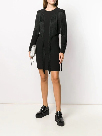 Shop Stella Mccartney Fringed Fitted Dress In Black