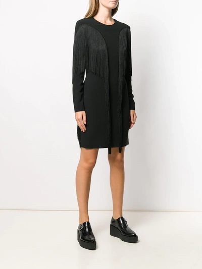 Shop Stella Mccartney Fringed Fitted Dress In Black