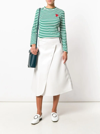 Comme Des Garçons Play Striped Long-sleeved T-shirt In Green