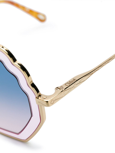 Shop Chloé Shell Shaped Sunglasses In Yellow
