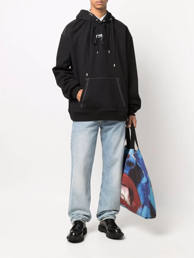 Shop Ader Error Logo Print Hoodie In Black