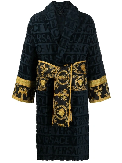Versace Home I Love Baroque Bathrobe In Blue