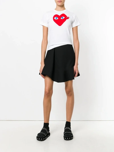 Comme Des Garçons Play Small And Big Heart-print Cotton T-shirt In White